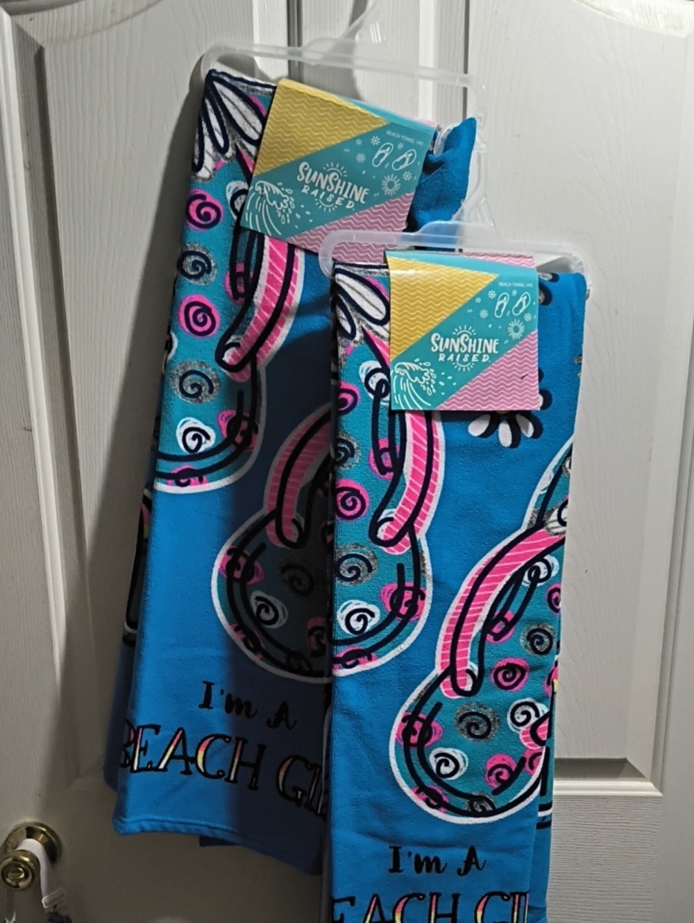Blue & Pink Beach Graphic Kitchen Towel - Pack
